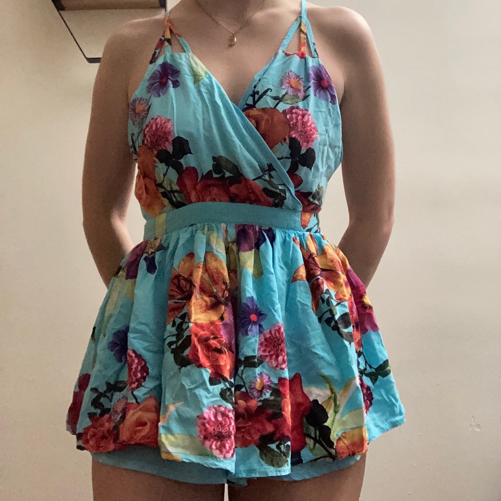 Small blue floral LF romper